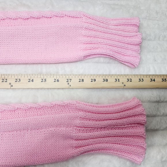 Cable Knit Thigh High Sweater Socks Pink Black Charcoal Gray Long Length NEW - Picture 4 of 7
